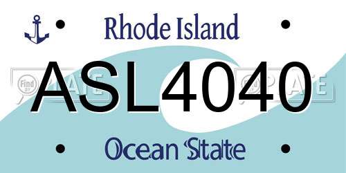 ASL4040 Rhode Island License Plate