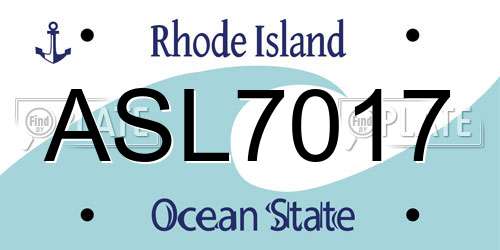 ASL7017 Rhode Island License Plate