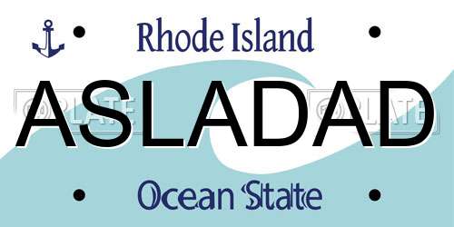 ASLADAD Rhode Island License Plate