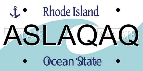 ASLAQAQ Rhode Island License Plate