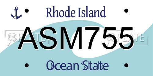 ASM755 Rhode Island License Plate