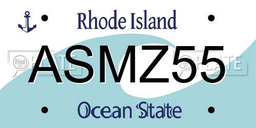 ASMZ55 Rhode Island License Plate