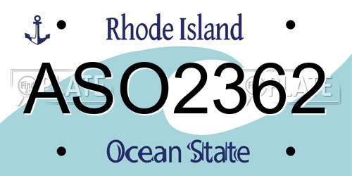 ASO2362 Rhode Island License Plate