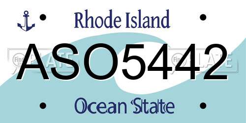 ASO5442 Rhode Island License Plate