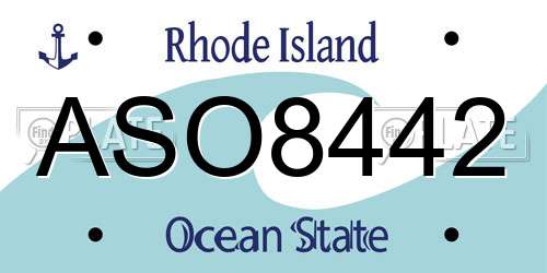ASO8442 Rhode Island License Plate