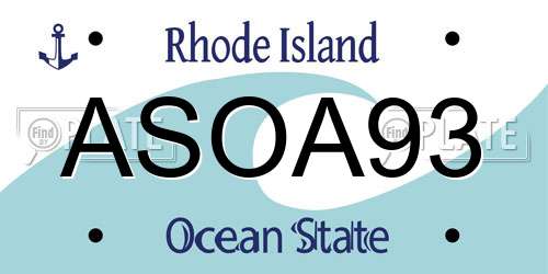 ASOA93 Rhode Island License Plate