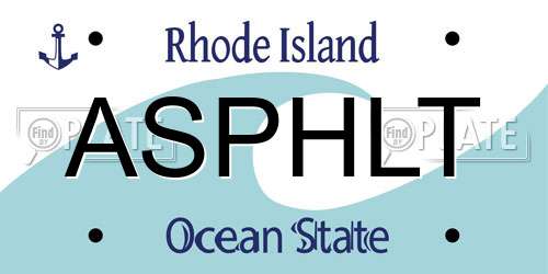 ASPHLT Rhode Island License Plate