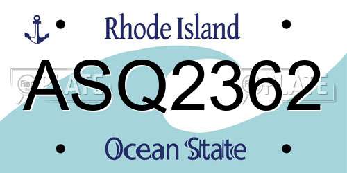 ASQ2362 Rhode Island License Plate