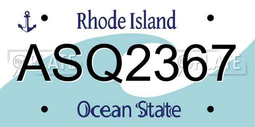 ASQ2367 Rhode Island License Plate