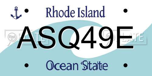 ASQ49E Rhode Island License Plate