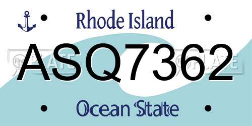 ASQ7362 Rhode Island License Plate