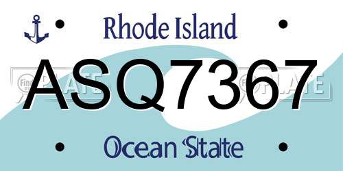 ASQ7367 Rhode Island License Plate