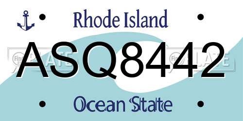 ASQ8442 Rhode Island License Plate