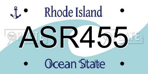 ASR455 Rhode Island License Plate