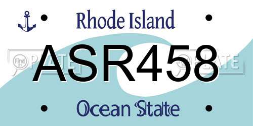 ASR458 Rhode Island License Plate