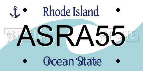 ASRA55 Rhode Island License Plate