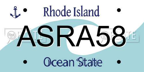 ASRA58 Rhode Island License Plate