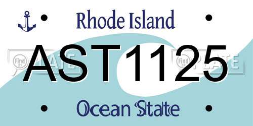 AST1125 Rhode Island License Plate