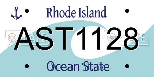 AST1128 Rhode Island License Plate