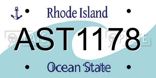 AST1178 Rhode Island License Plate
