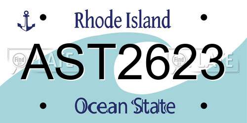 AST2623 Rhode Island License Plate