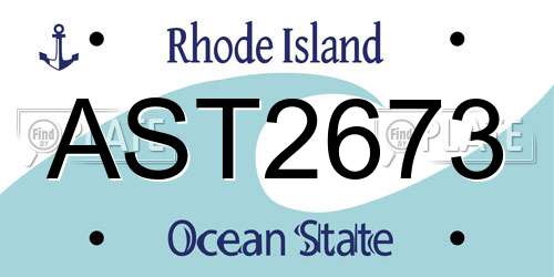 AST2673 Rhode Island License Plate