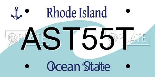 AST55T Rhode Island License Plate