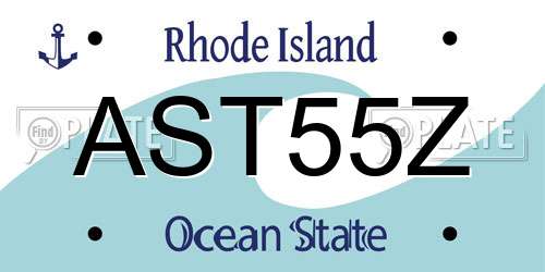 AST55Z Rhode Island License Plate
