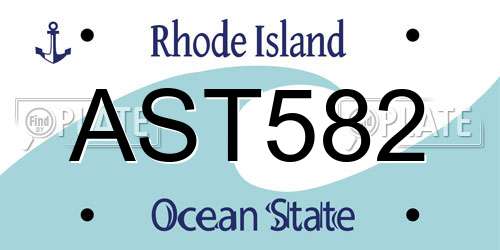 AST582 Rhode Island License Plate