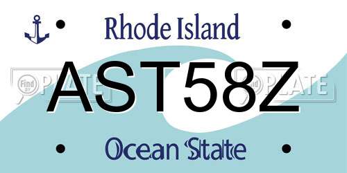 AST58Z Rhode Island License Plate