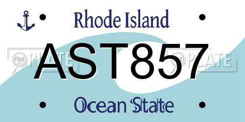 AST857 Rhode Island License Plate