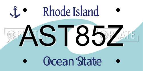 AST85Z Rhode Island License Plate