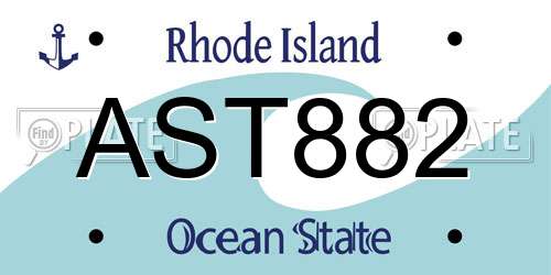 AST882 Rhode Island License Plate