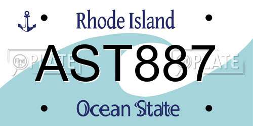 AST887 Rhode Island License Plate