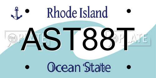 AST88T Rhode Island License Plate