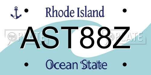 AST88Z Rhode Island License Plate