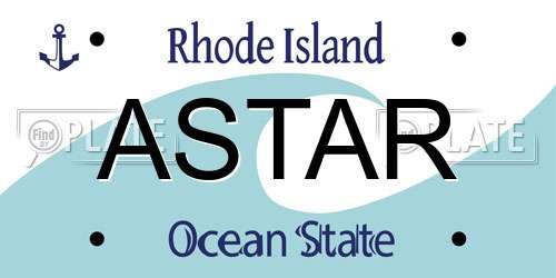 ASTAR Rhode Island License Plate