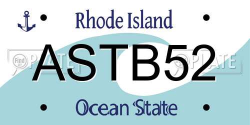 ASTB52 Rhode Island License Plate