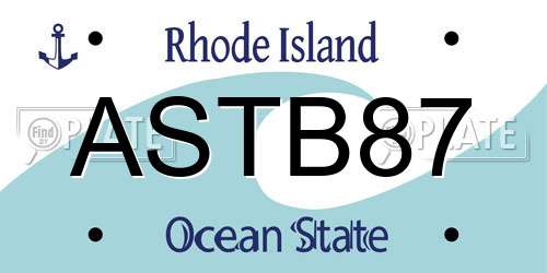 ASTB87 Rhode Island License Plate
