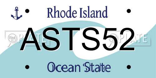 ASTS52 Rhode Island License Plate
