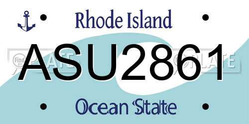 ASU2861 Rhode Island License Plate