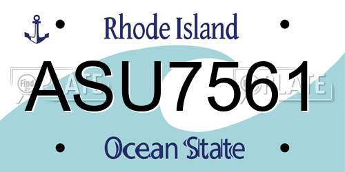 ASU7561 Rhode Island License Plate