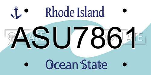 ASU7861 Rhode Island License Plate