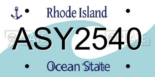 ASY2540 Rhode Island License Plate