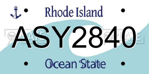ASY2840 Rhode Island License Plate