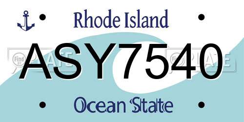 ASY7540 Rhode Island License Plate