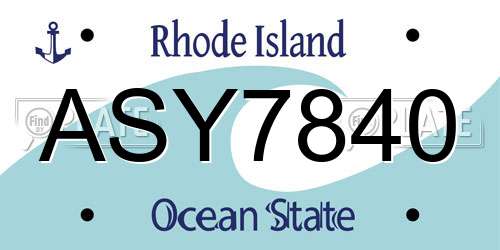 ASY7840 Rhode Island License Plate