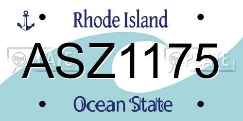 ASZ1175 Rhode Island License Plate