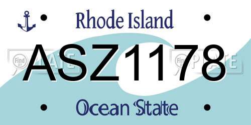 ASZ1178 Rhode Island License Plate