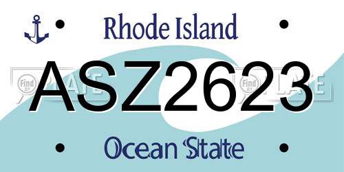 ASZ2623 Rhode Island License Plate